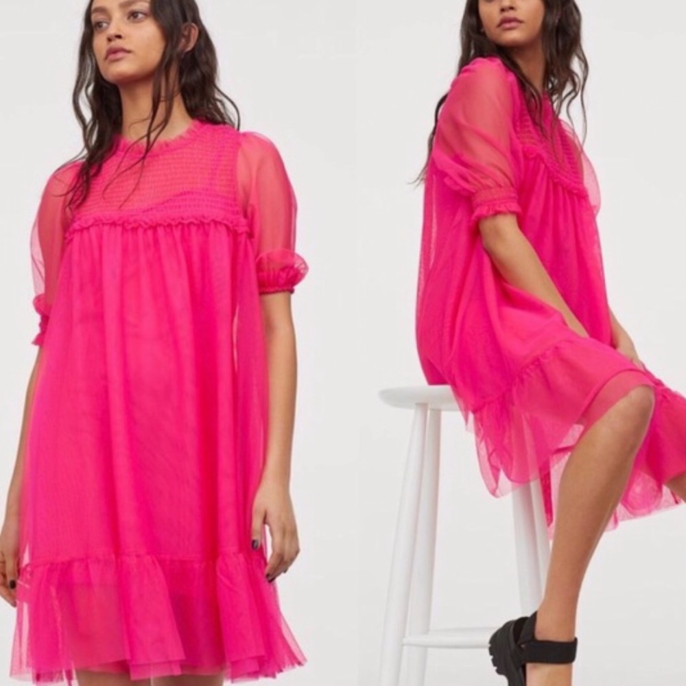 H&M pink tulle babydoll dress
